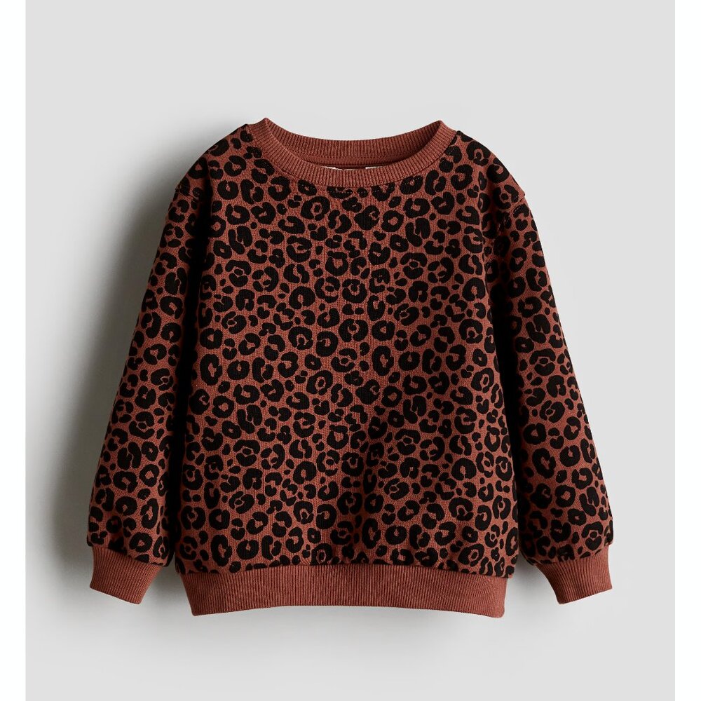 H&M Kids Girls Sweatshirt - Brown/leopard print 6-8 years